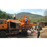Truck Mounted Concrete Mixer Pump, movable concrete mixer pump, truck concrete pump with mixer
